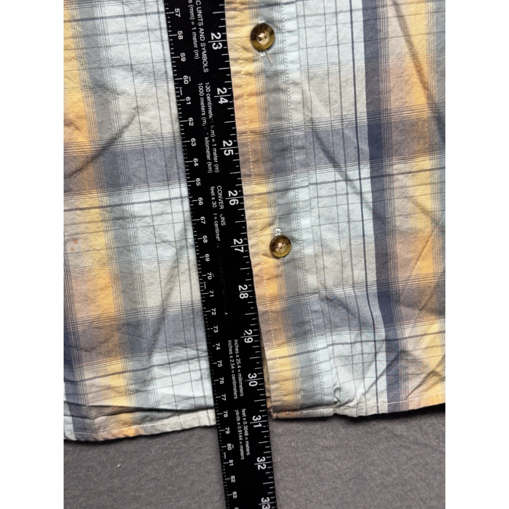 Pendleton Wave Shirt Mens XL Blue Yellow Plaid Cotton Short Sleeve Button Down - Picture 4 of 7